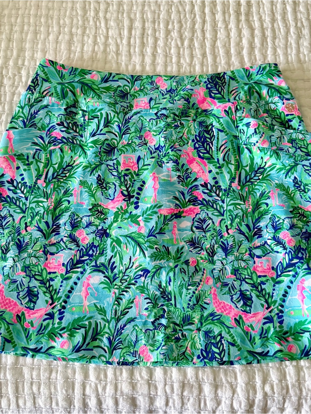 Lilly Pulitzer Tropical Print Green & Pink Women's Golf Skort
